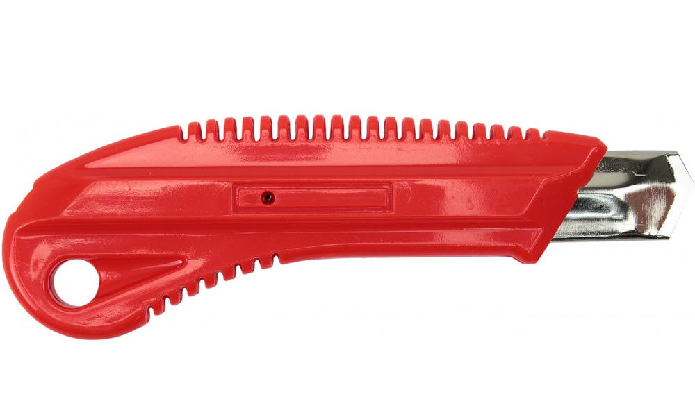 Нож канцелярский большой 18мм., метал. направляющая, винтовой фиксатор лезвия NORMA - фото 1