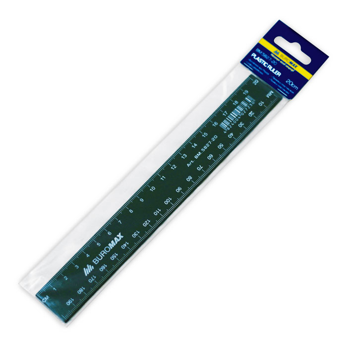 Лінійка пластикова 20см., чорн. BuroMax - фото 2