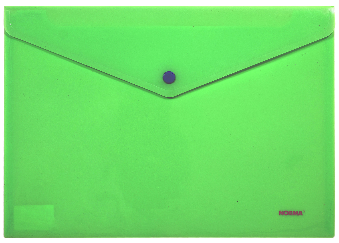 Папка-конверт на кнопці, А4, непрозора, зел. NORMA - фото 1
