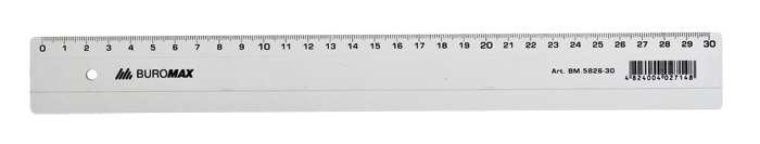 Лінійка пластикова 30см., прозор. BuroMax - фото 1