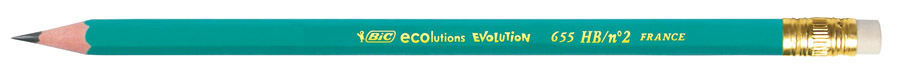 Карандаш простой графитный с резинкой HB ECO Evolution 655, пластиковый корпус Bic - фото 1