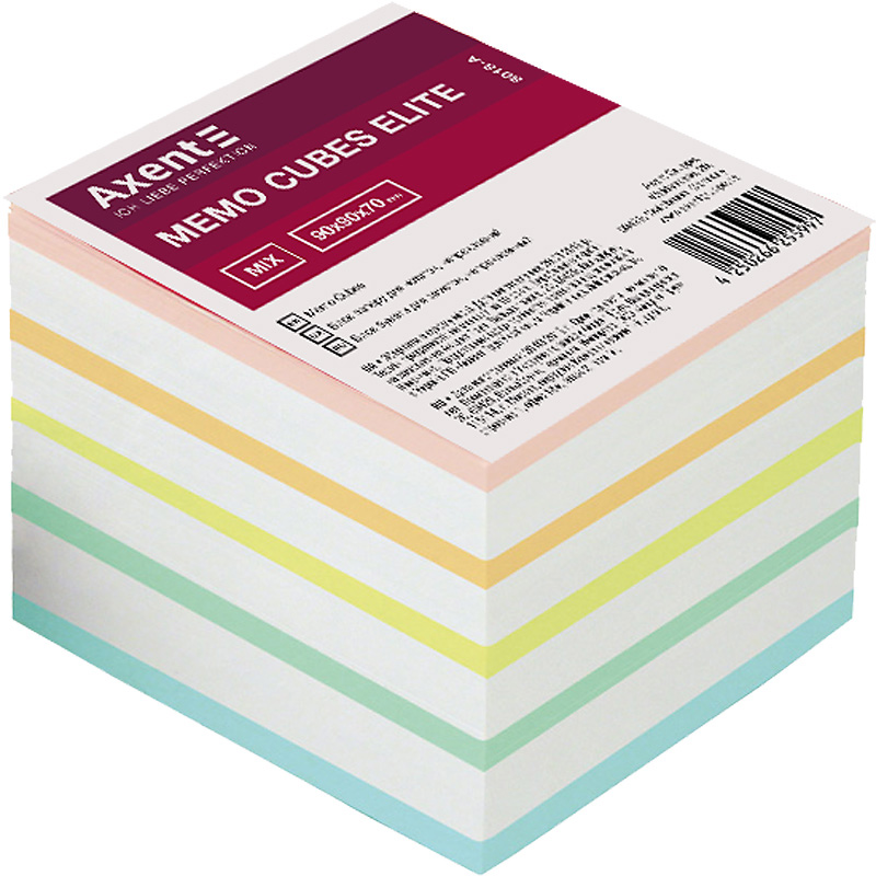 Блок для запису неклеєний 9*9*70мм., Elite Мix Axent - фото 1