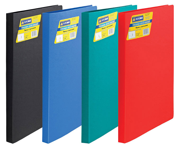 Папка з бічним прижимом і карманом пластикова, асорті BuroMax - фото 2