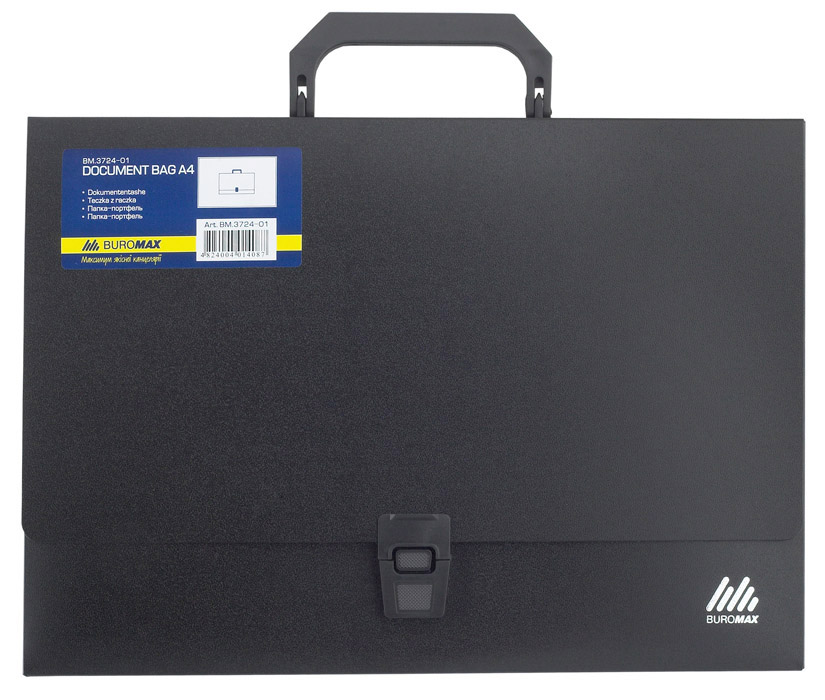 Портфель А4, 35мм., метал. черн. BuroMax - фото 1
