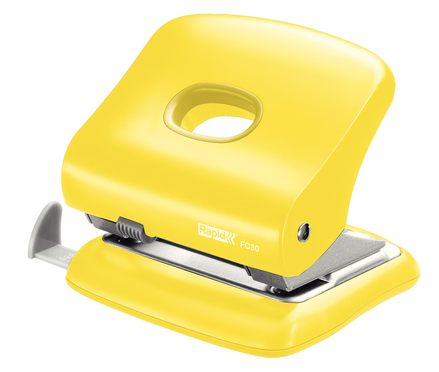 Дырокол на 2 отверстия, до 30 листов Fashion FC30, металлический, желт. Rapid - фото 1