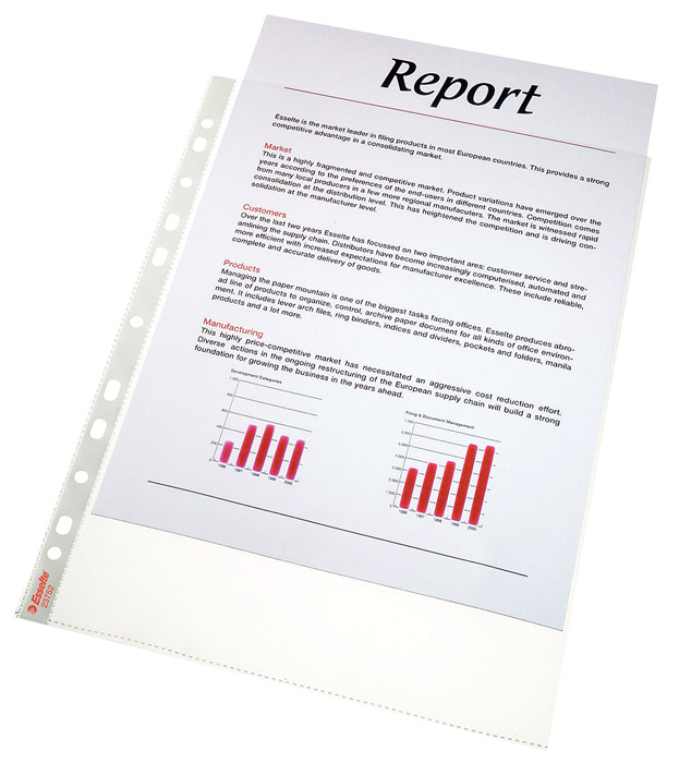 Файл глянцевый А4, 55мкм., верхний разрез, 100шт./уп. Esselte - фото 1