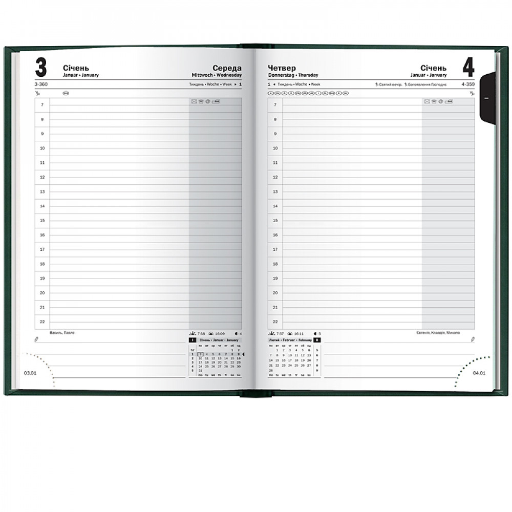 Щоденник датований 2024 Стандарт Torino, сліпе тиснення, зелен. Brunnen - фото 3