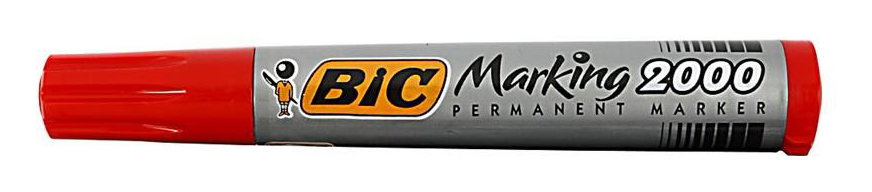 Маркер перманентный 2000, круглое острие 2,5мм., красн. Bic - фото 2