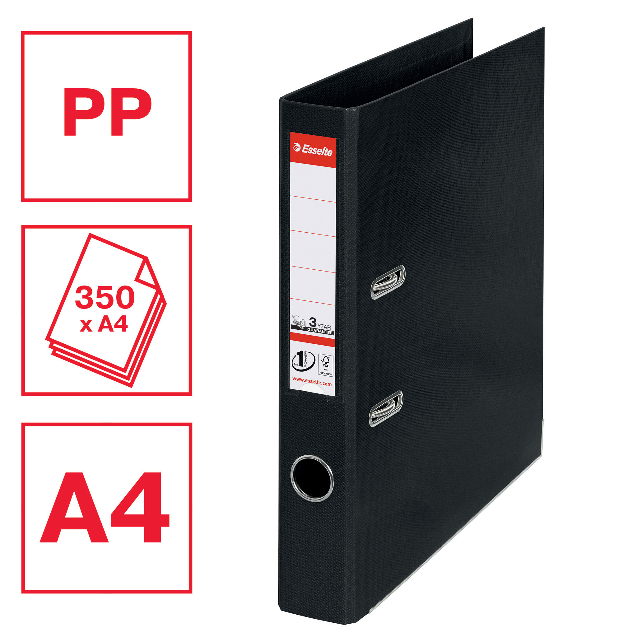 Регистратор 5см. А4 (PP), No.1 Power, черн. Esselte - фото 5