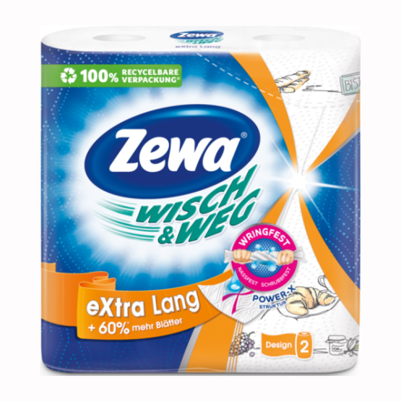 Полотенца рулонные 2-х сл., целлюлоза, 72отр.(24*25см.), 2шт./уп., Wisch & Weg Design, бел. ZEWA - фото 3