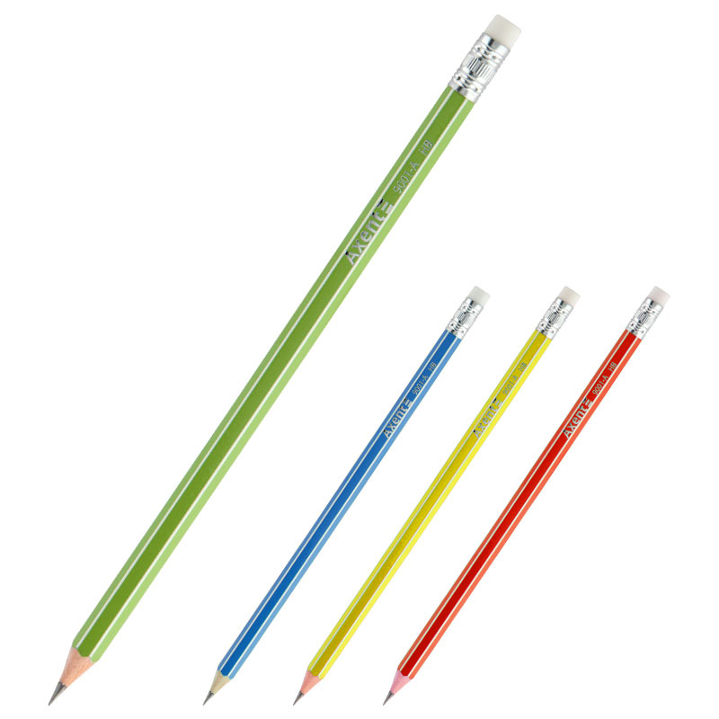 Олівець простий графітний з гумкою HB 9001-A, шестигранний Axent - фото 1