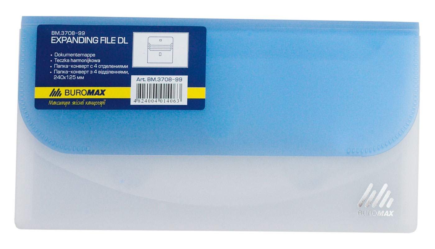Папка-конверт на липучці Dl Travel на 4відд., полупроз., асорті BuroMax - фото 3