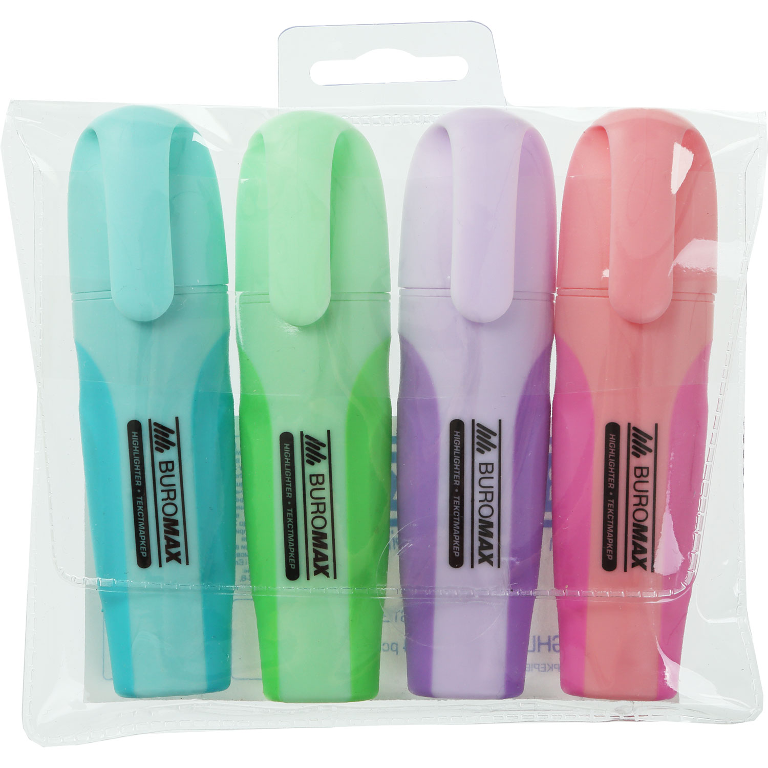 Маркер текстовый 2-4мм., PASTEL, набор 4шт./уп. BuroMax - фото 1