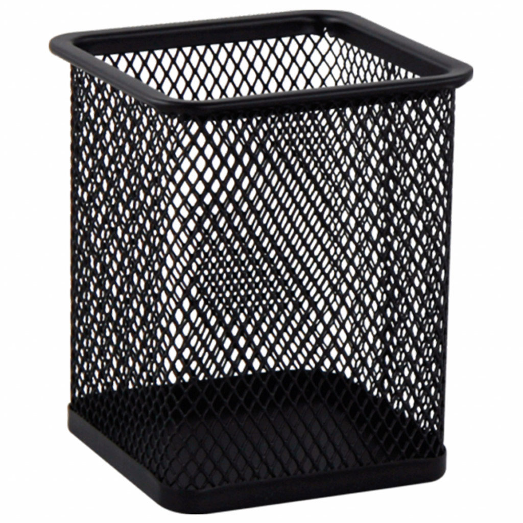 Подставка для ручек металлическая перфорированная квадратная, черн. BuroMax - фото 1