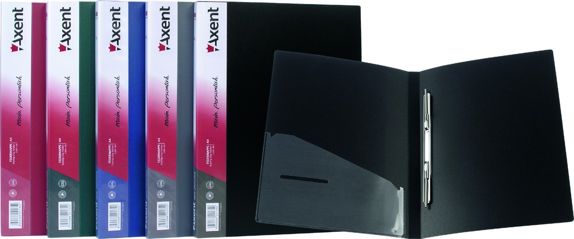 Папка зі швидкозшивачем та бічною кишенею А4, 20мм., пластик, зелен. Axent - фото 1