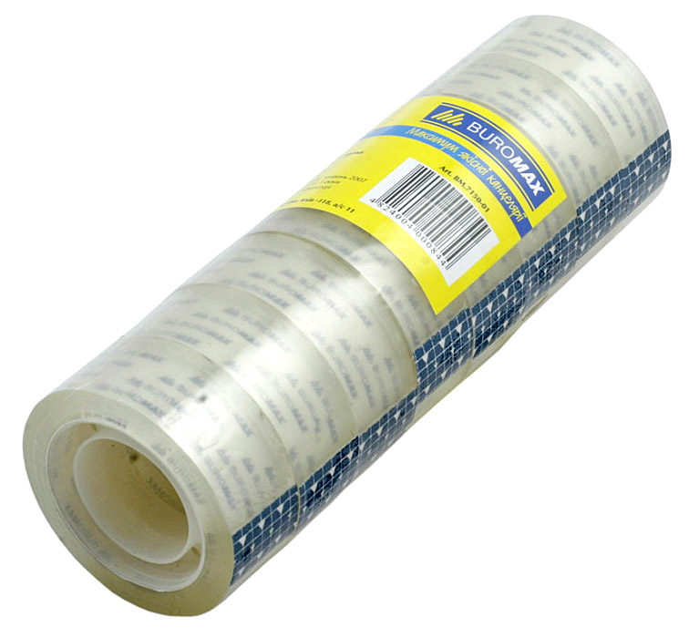 Клейка стрічка 18мм.*20м., 8шт/уп., прозор. BuroMax - фото 1