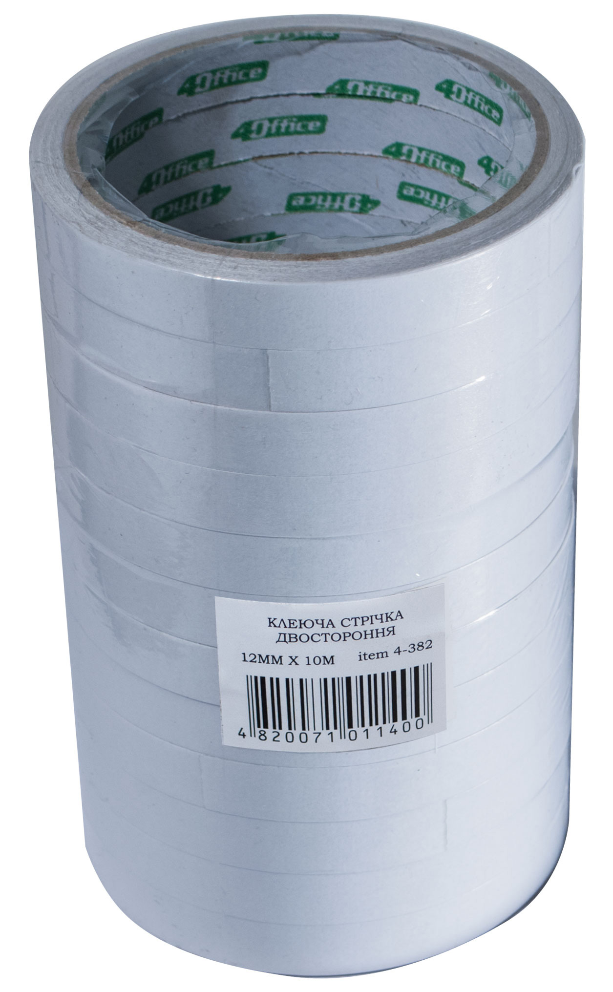 Клейка стрічка двостороння 12мм.*10м., прозор. 4Office - фото 3