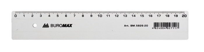 Лінійка пластикова 20см., прозор. BuroMax - фото 2