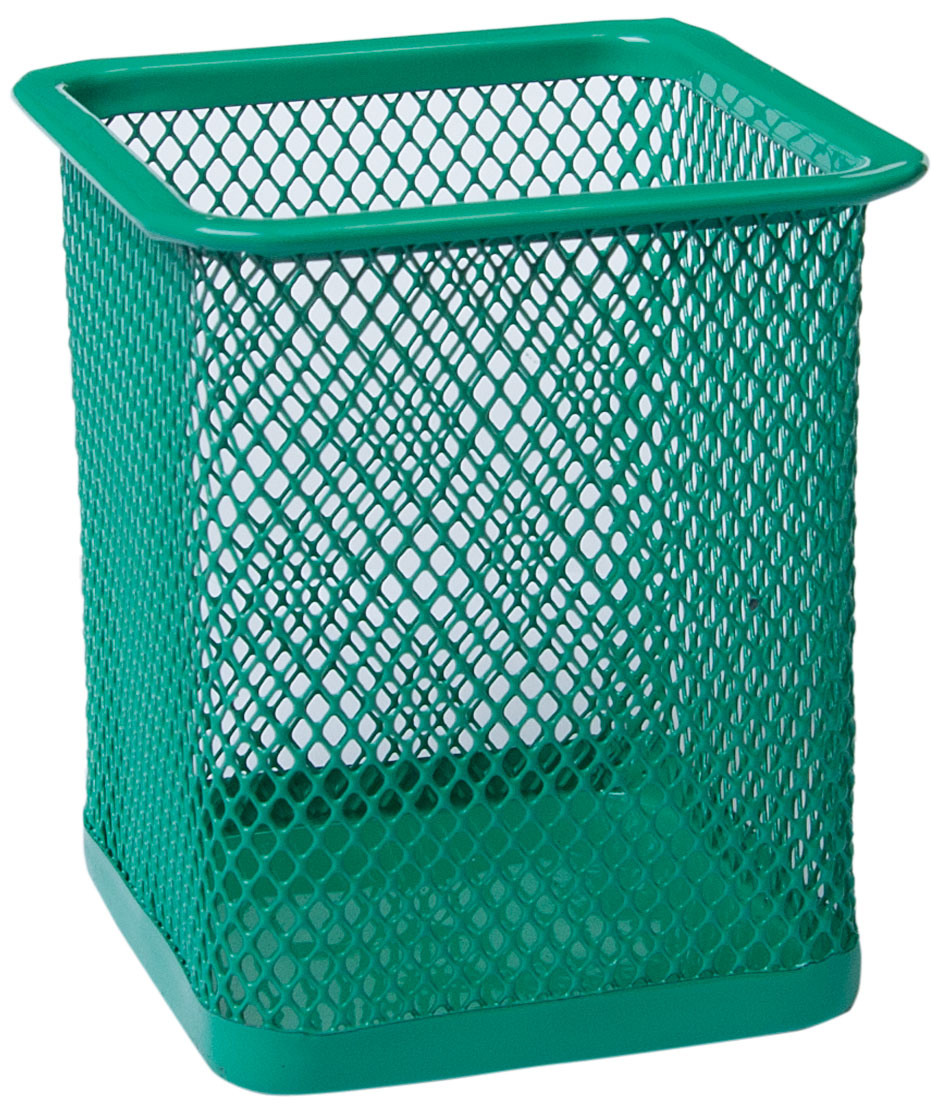 Підставка для ручок мет. перфорована квадратна, зелен. BuroMax - фото 2