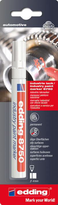 Маркер лакуючий PAINT 8750, круглий накінечник 2-4мм., біл. Edding - фото 1