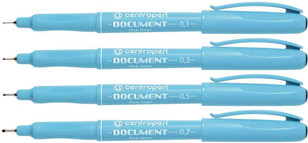 Набор Лайнеров Document 0,25-0.7мм., 2631, корпус гол., стержень черн., 4шт./уп. Centropen - фото 1
