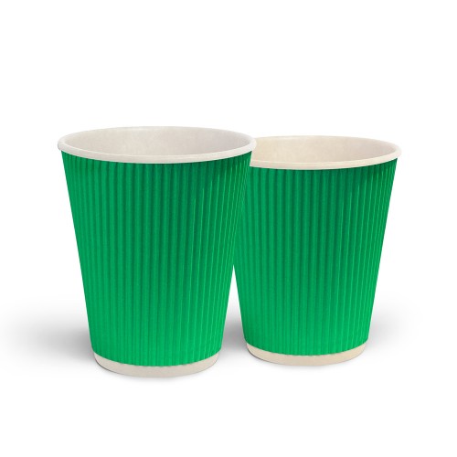 Стакан бумажный гофрированный 175мл., термо, 25шт./уп., зелен. Украина - фото 1