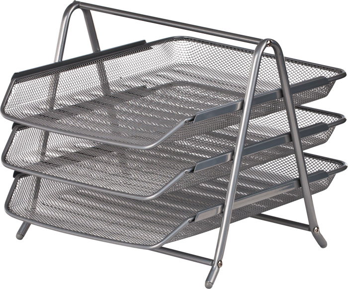 Лоток горизонтальный 3 в 1 металлический, серебр. BuroMax - фото 1