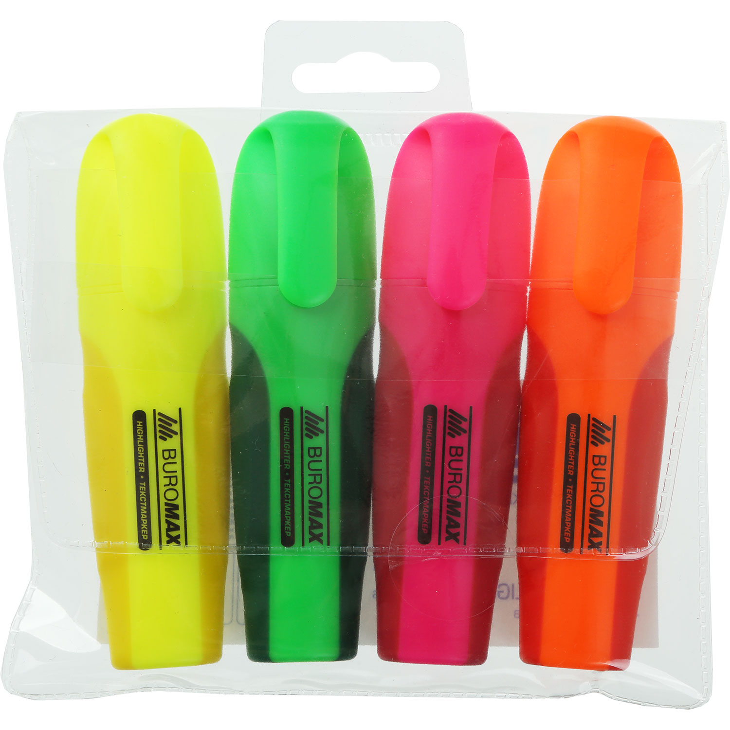 Маркер текстовый 2-4мм., NEON, набор 4шт./уп., ассорт. BuroMax - фото 3