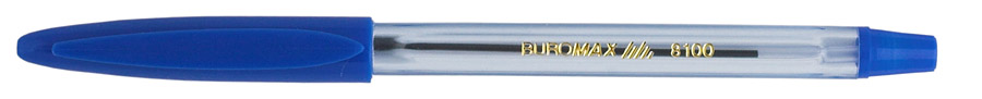 Ручка шариковая с резиновым грипом, корпус прозр., стержень син. BuroMax - фото 1