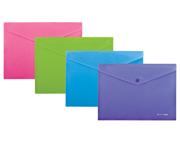 Папка-конверт на кнопці Barocco, А4, (6шт/уп.), непроз., асорті BuroMax - фото 2