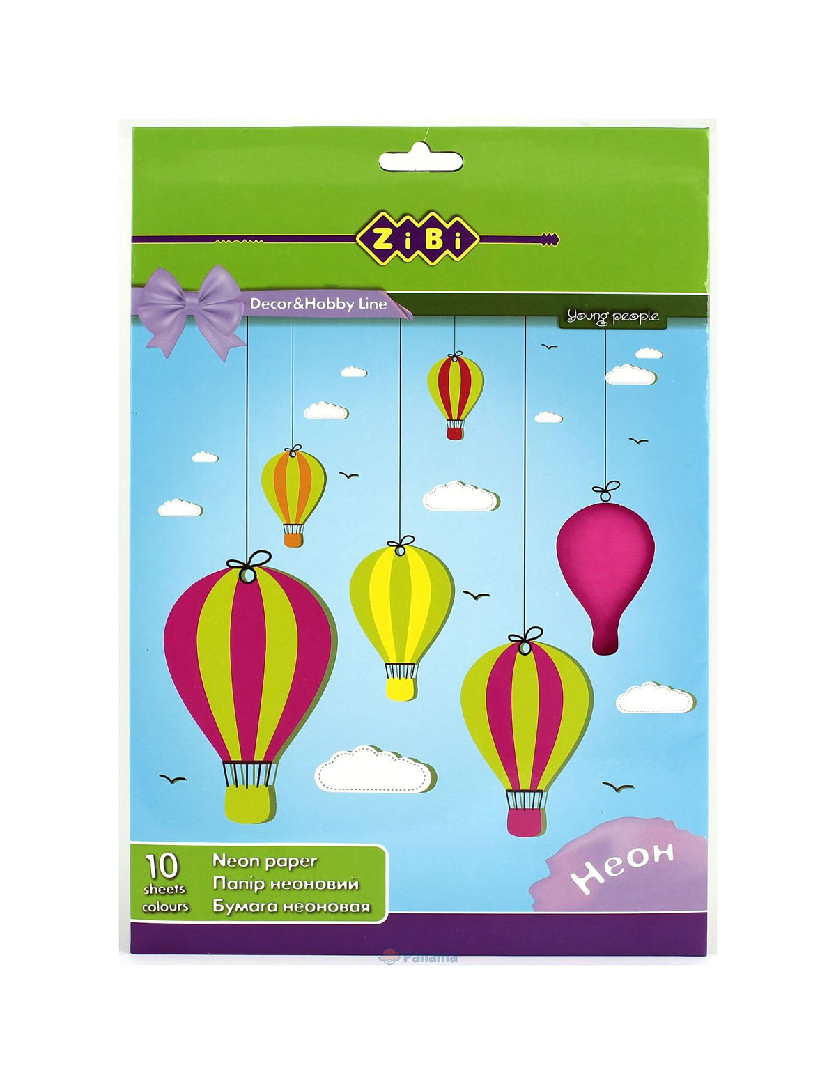 Папір кольоровий А4 5 кольорів, 5 арк. неон ZiBi - фото 1