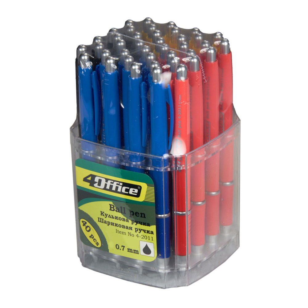 Ручка шариковая автоматическая 4-2011, корпус ассорт., стержень син. 4Office - фото 1