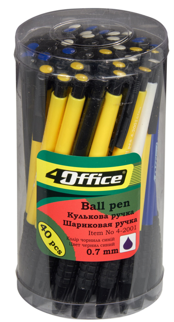 Ручка шариковая автоматическая 4-2001, корпус ассорт., стержень син. 4Office - фото 1