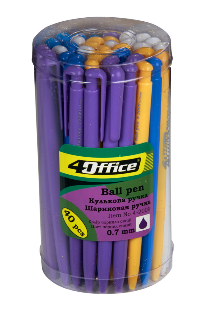 Ручка кулькова автоматична 4-2009 корпус асорт., ст. син. 4Office - фото 1