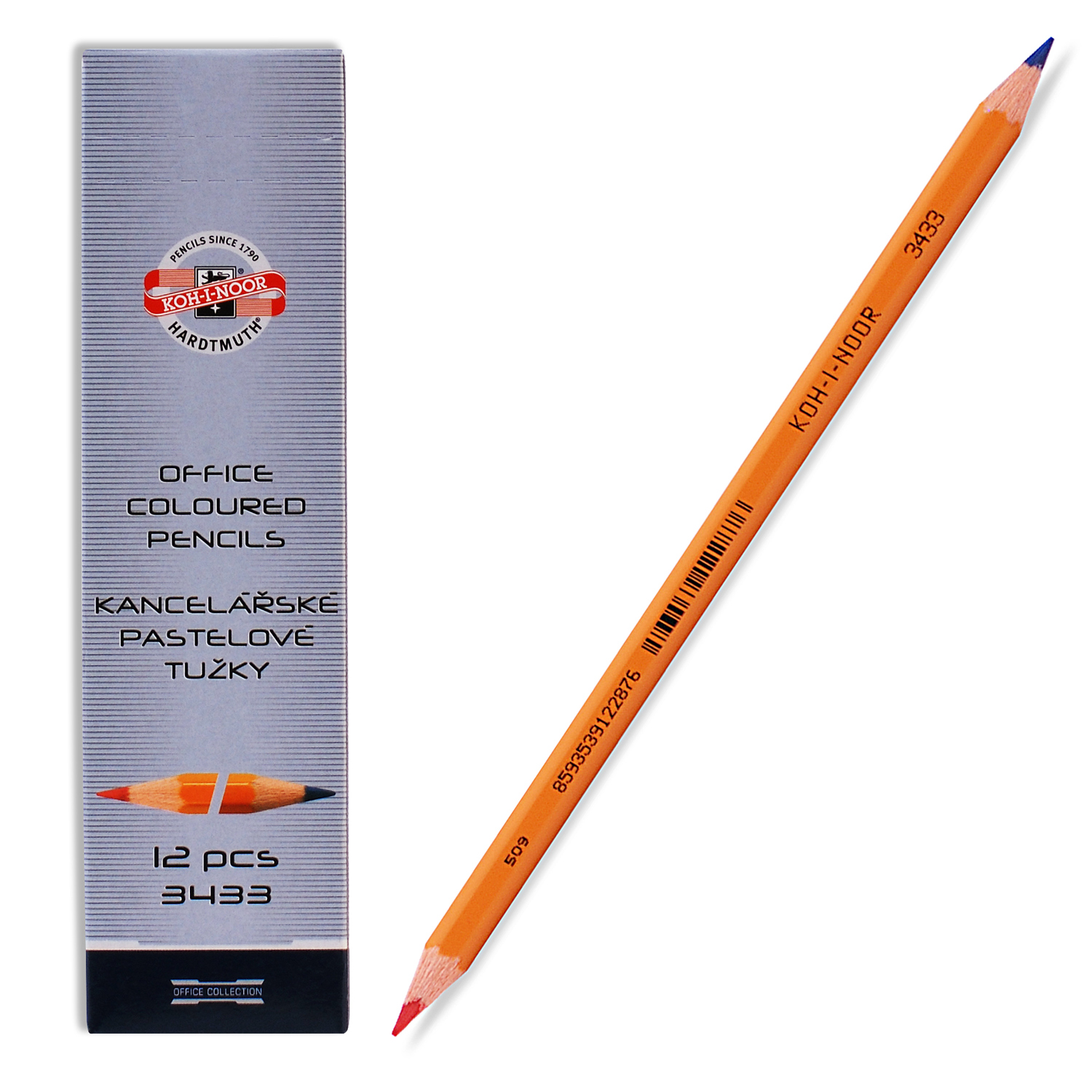 Карандаш двухцветный красный/синий, шестигранный желтый корпус, заточенный Koh-i-noor - фото 1