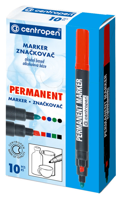 Маркер перманентний, клиноподібний накінечник, 1-4,6мм., 8576, червон. Centropen - фото 1