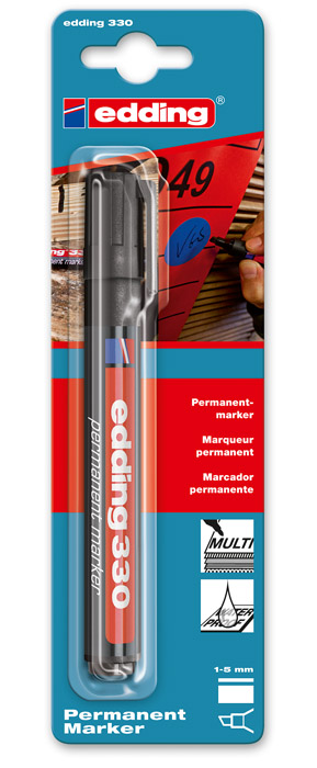 Маркер перманентний, клиноподібний наконечник 1-5мм., 330, чорн. Edding - фото 4