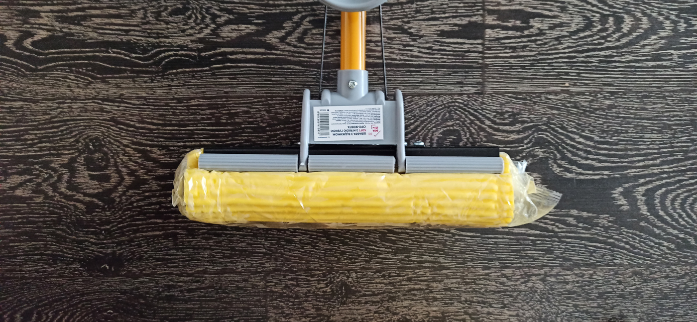 Швабра з віджимом SUPERMOP SOFT, ширина 27см., з м'якою губкою , сталева розсувна ручка, сіро-жовт. Мій Дім - фото 4