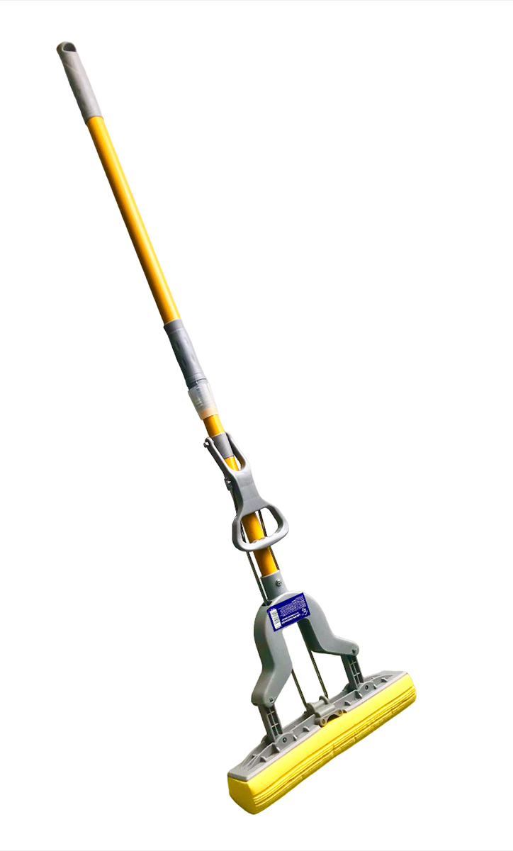 Швабра з віджимом Fly, ширина 27см., з м'якою губкою, сталева розсувна ручка, сіро-жовт. Мій Дім - фото 4