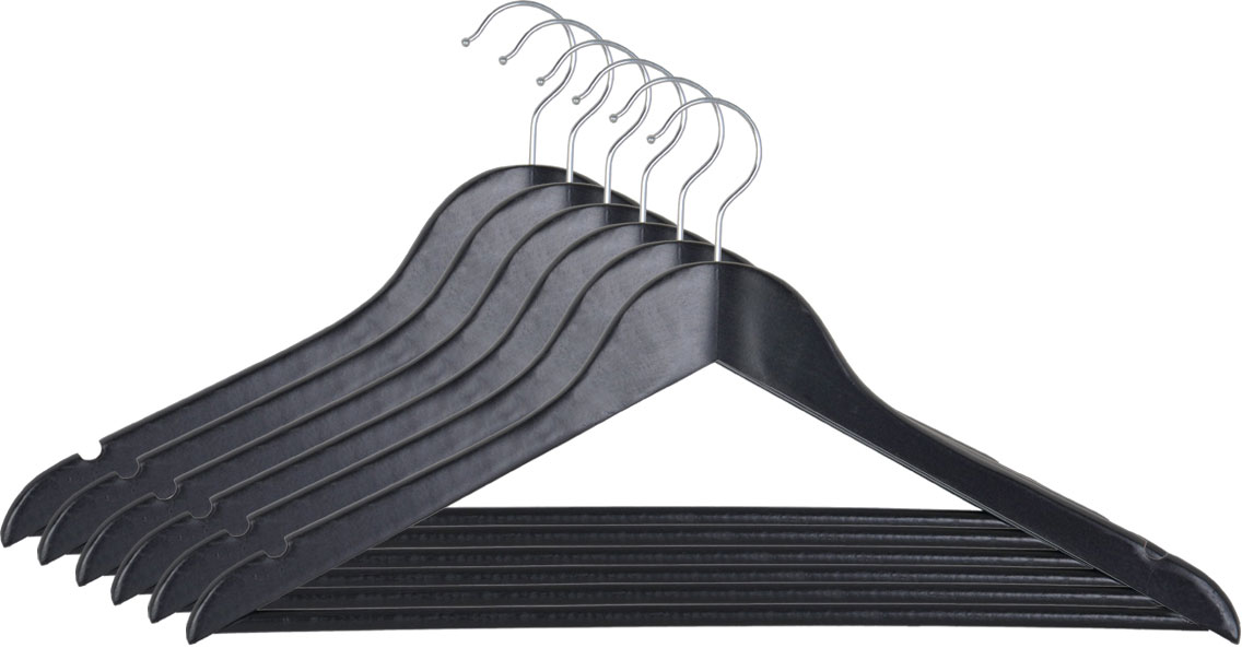 Вішак дерев'яний для одягу Everyday, з поперечиною, 44,5 х 1,4 х 23см, чорн. Китай - фото 1