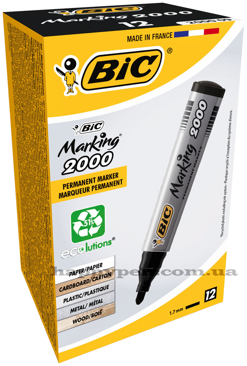 Маркер перманентный 2000,  круглое острие 2,5мм., черн. Bic - фото 1