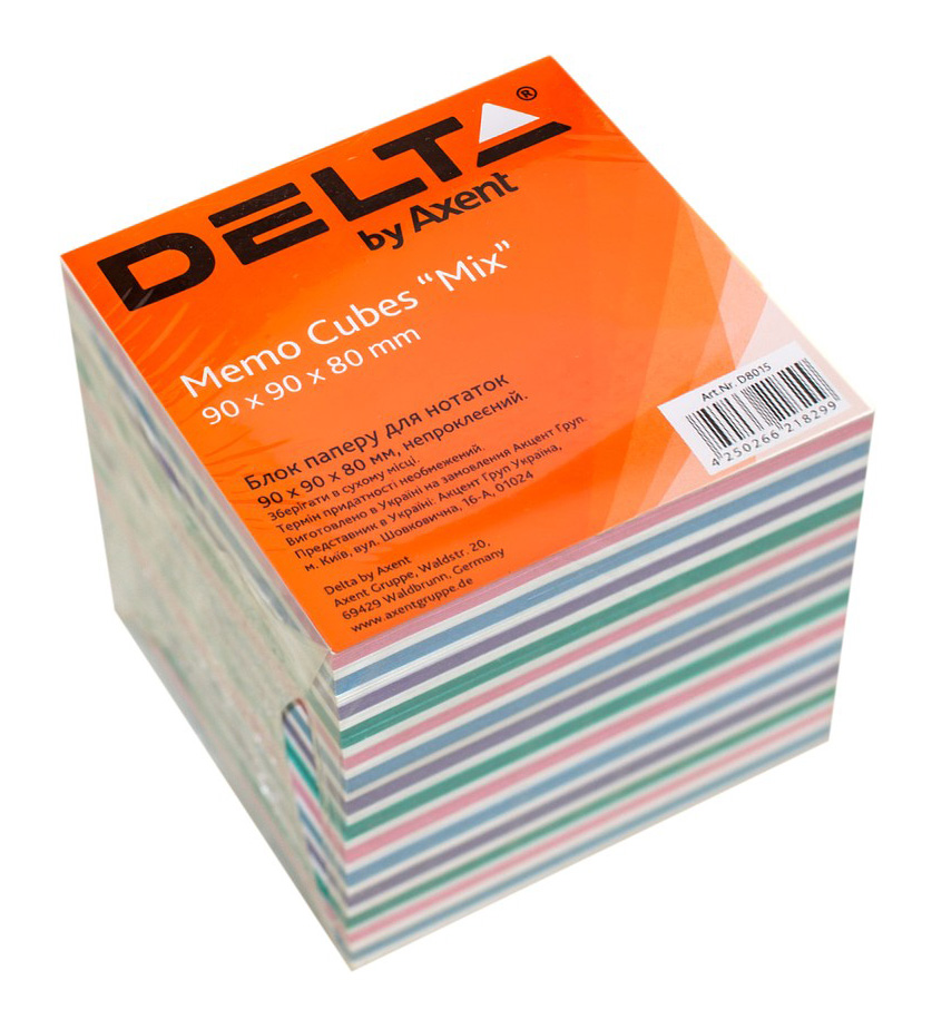 Блок для запису неклеєний 9*9*80мм., Delta (D8015) Міх Axent - фото 1