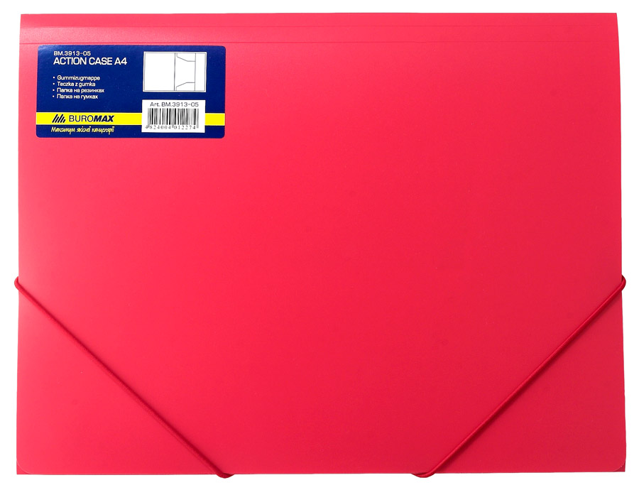Папка на гумках пластикова А4, червон. BuroMax - фото 1