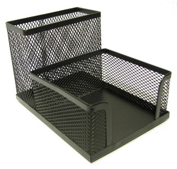 Подставка для ручек и канцтоваров на 2 отделения металлическая, черн. BuroMax - фото 1