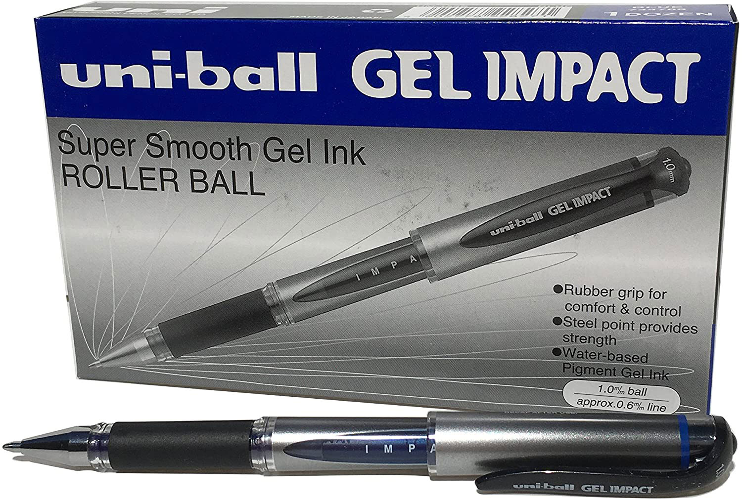 Гелевая ручка Uni-ball Gel Impact 1,0мм., корпус серо-черн., стержень син. Uni - фото 4