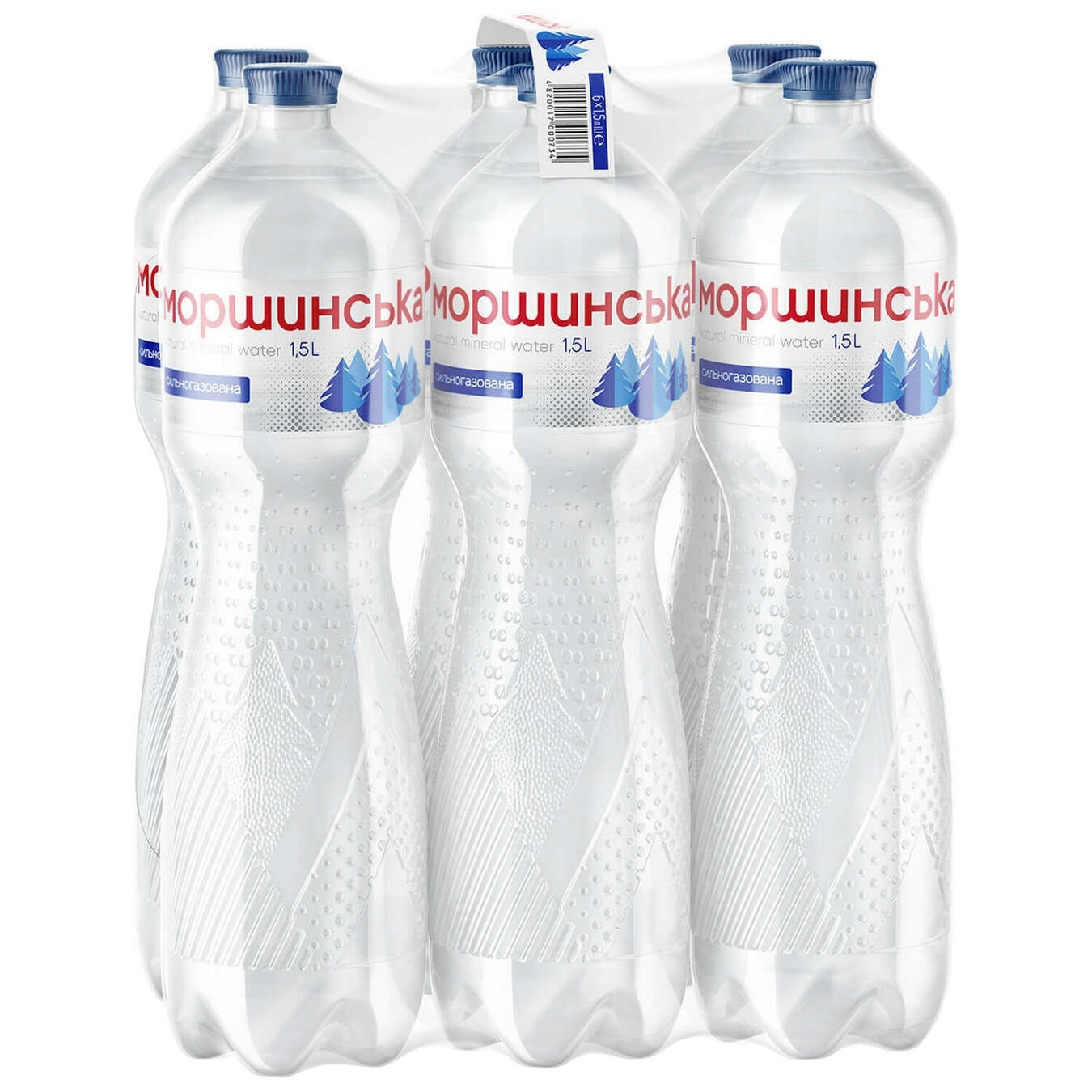 Вода мінеральна сильногазована 1,5л., 6шт./уп., пластикова пляшка Моршинська - фото 1