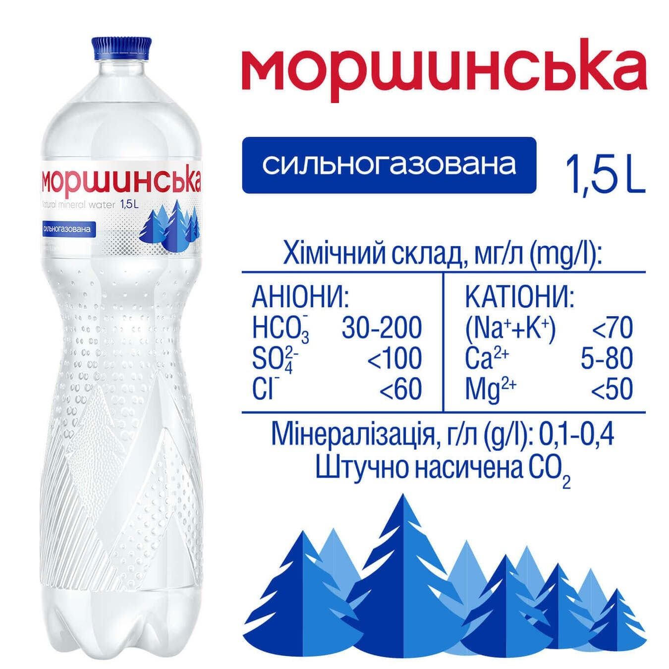 Вода мінеральна сильногазована 1,5л., 6шт./уп., пластикова пляшка Моршинська - фото 3