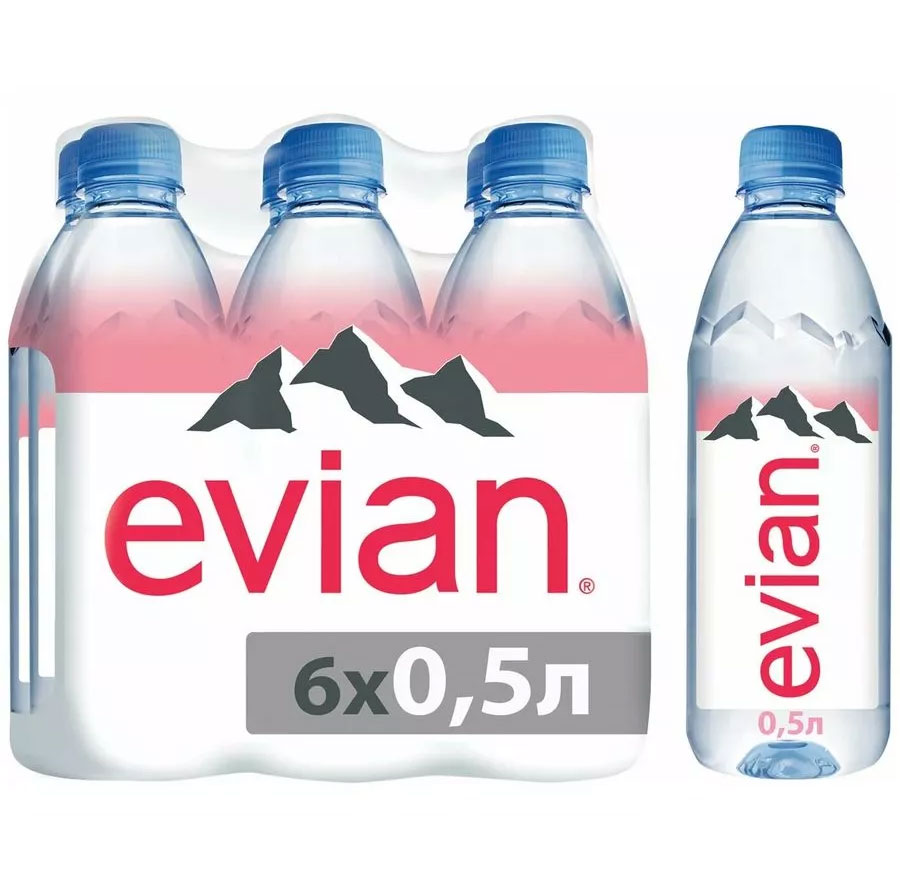 Вода минеральная негазированная 0,5л., 6шт./уп., пластиковая бутылка Evian - фото 2