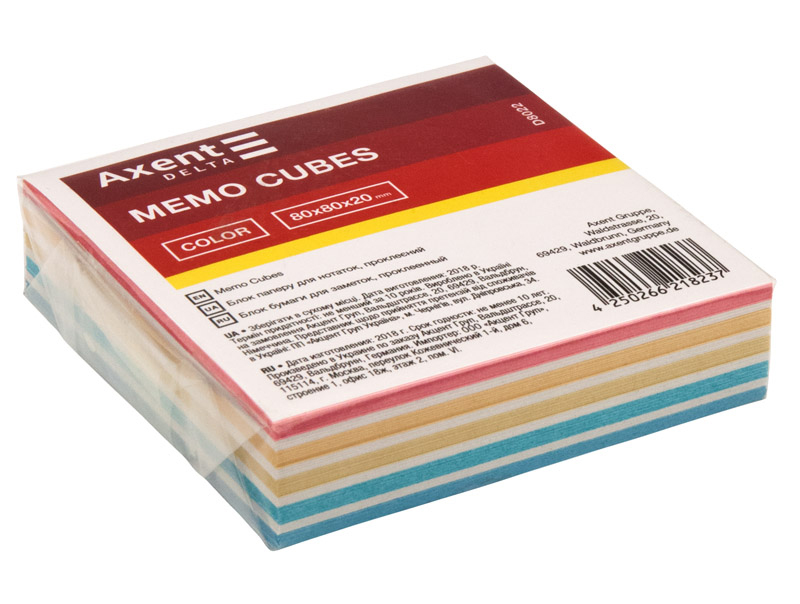 Блок для записи клееный 80*80*20мм., Delta (D8022) Color Axent - фото 1