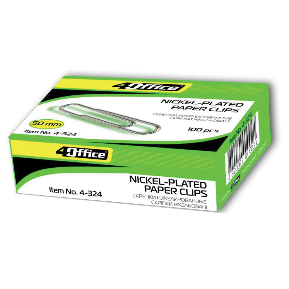 Скріпки нікельовані круглі, 50мм., 100шт., картон. уп. 4Office - фото 3